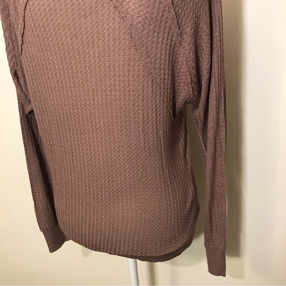 Anthropologie Jane + Delancey Thermal Waffle Knit Relaxed Fit Brown Top Small - Picture 7 of 10